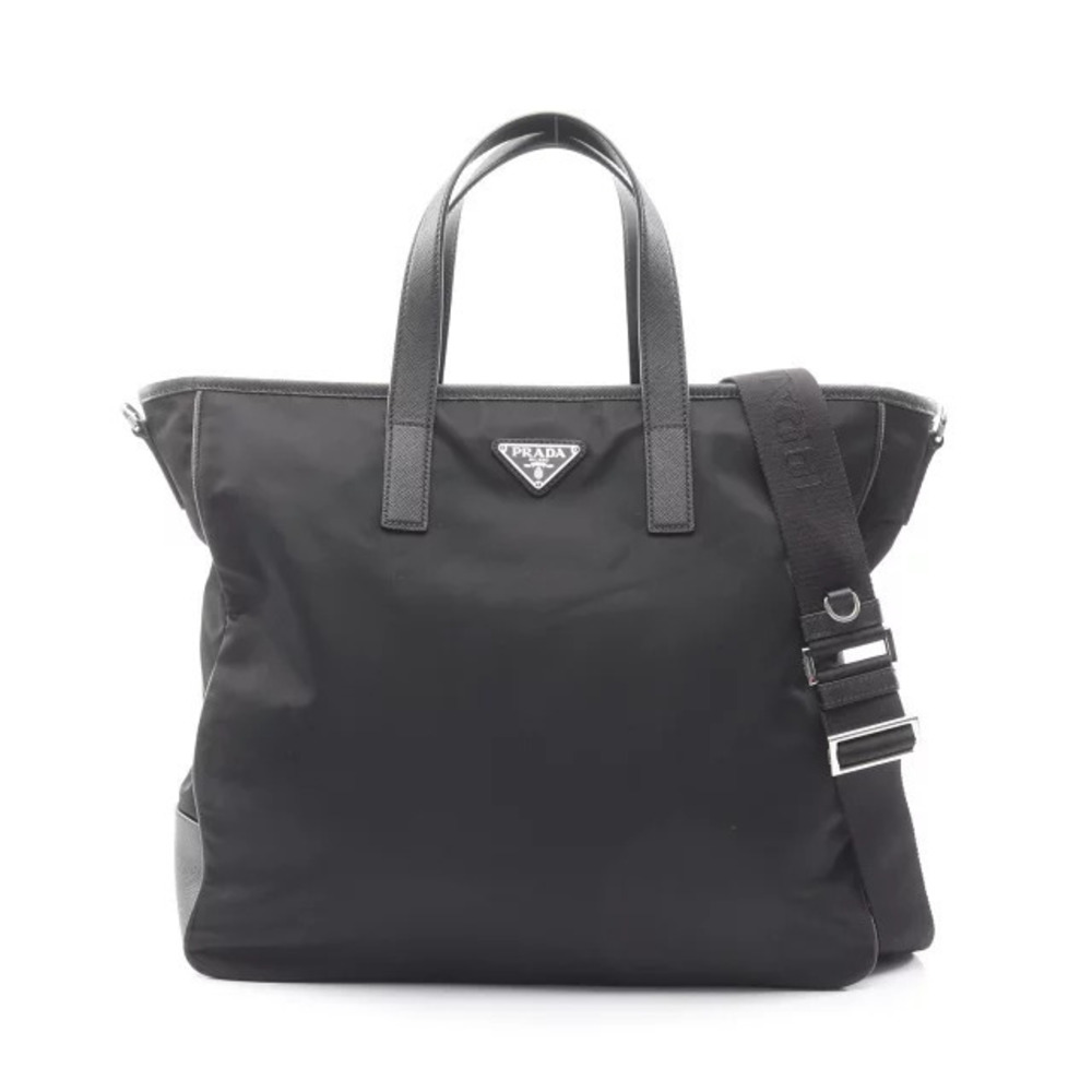 Prada Triangle Tote Tessuto Saffiano Bag Saffiano Leather Black